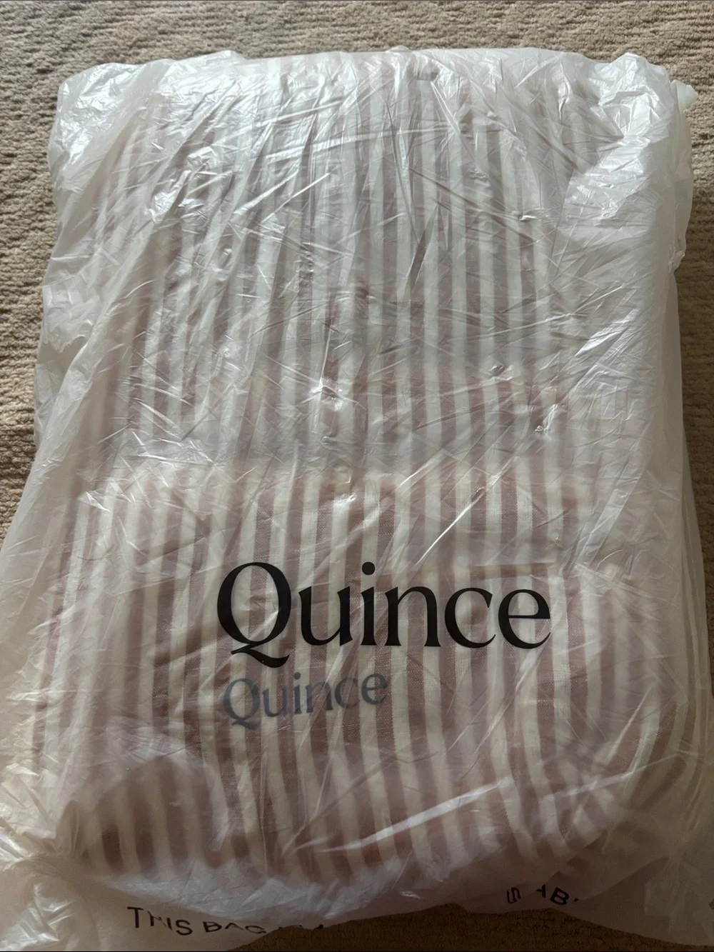 Quince Terracotta and White Stripe Linen Duvet Cover